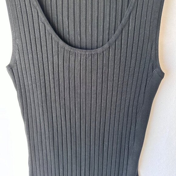 525 America Womens Rib Knit Scoop Neck Sleeveless Stretchy Dress Size M Black - Picture 5 of 13